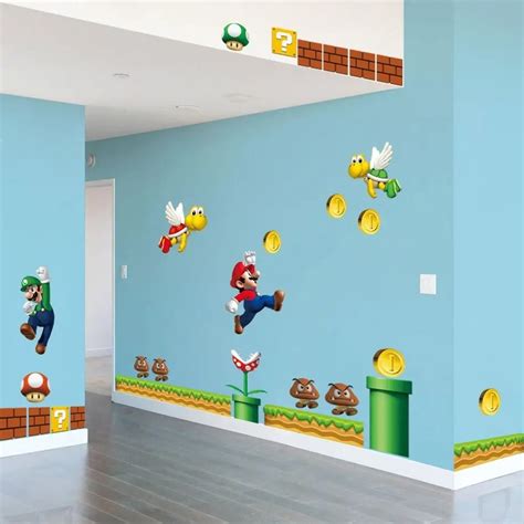 mario brothers wall clings|mario bros wall stickers.